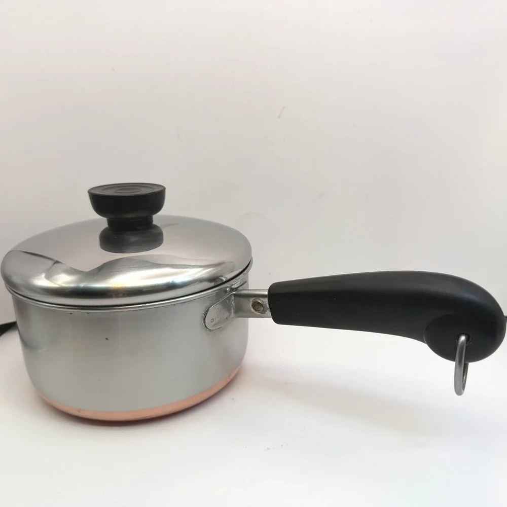 Vintage‎ Revere Ware Double Ring Clinton IL 1 Qt Copper Clad Saucepan w Lid